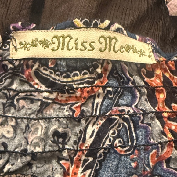 Miss Me 100% Silk black sheer babydoll camisole or chemise with a multi-color - Picture 3 of 5